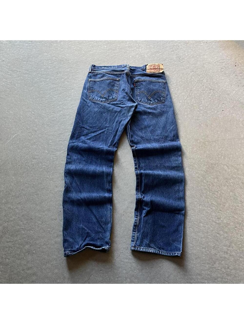 Vintage Levis 501 Jeans Mens 36x34 Blue Denim Button Fly Dark Wash 2004 Y2K